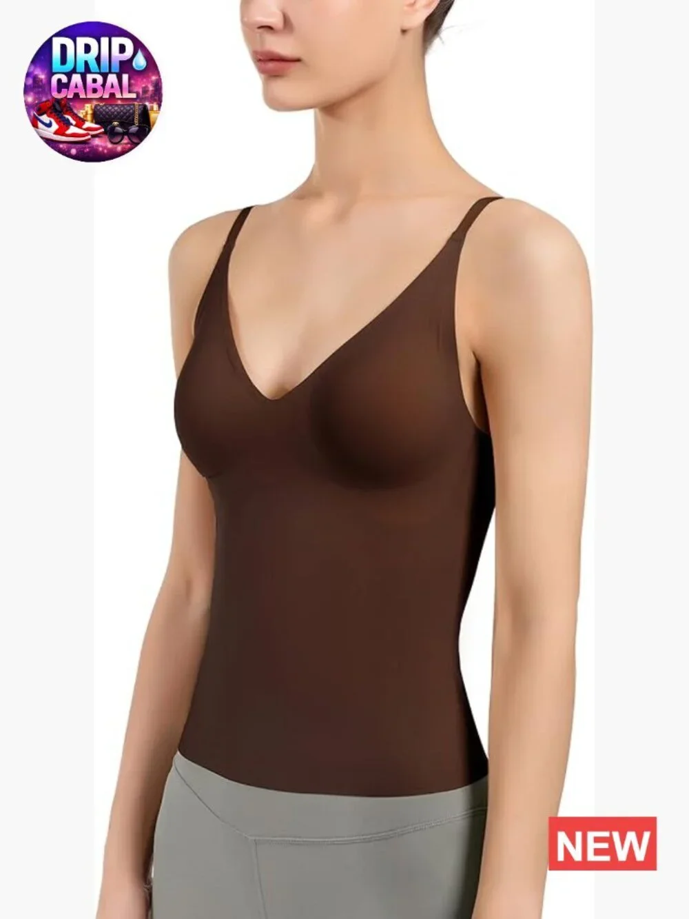 Seamless Camisole with Built in Bra - Spaghetti Straps Tank Top